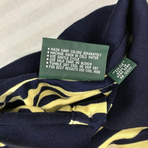 Masters Collection Polo Shirt Mens Large Yellow Navy Stripe Pima Cotton Golf - Picture 4 of 7